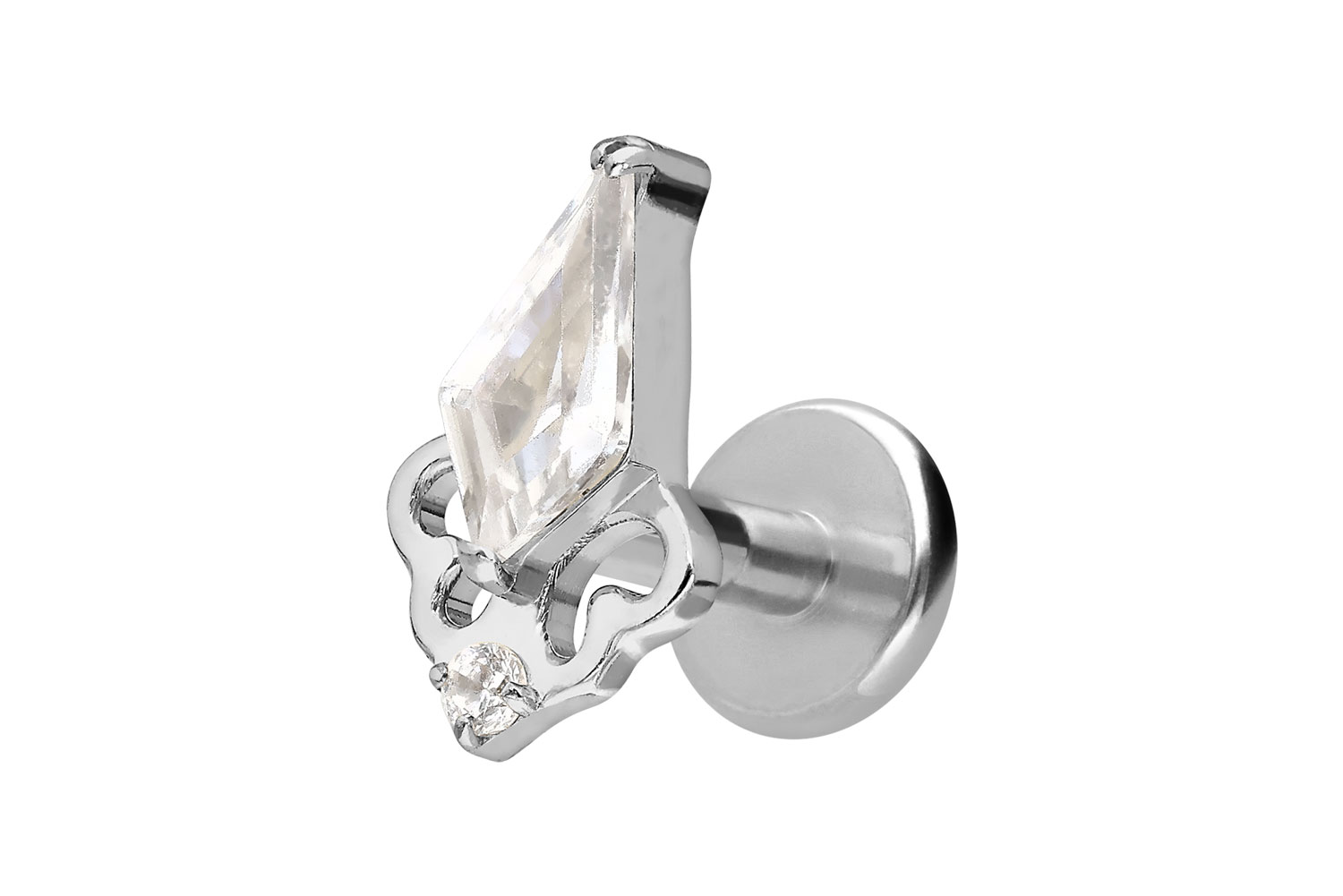 Titan Labret Piercing mit Innengewinde KRISTALLSCHILD